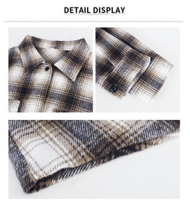 Abbigliamento <span class=keywords><strong>donna</strong></span> autunno 2025 oversize manica lunga Casual camicie a quadri cappotto giacche da <span class=keywords><strong>donna</strong></span> con tasca - Product Image 6