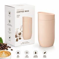 Mug à café isotherme 350 ml avec bouton poussoir, ouverture à une main, verrou de sécurité, anti-fuite, double paroi sous vide en acier inoxydable, tasse de voyage 12-24