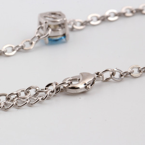 Fashion Chain <b>Bracelet</b> Blue <b>Crystal</b> 17cm+3cm Zinc Alloy Gift Jewelry for Women - Product Image 3