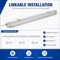 Luminaire Tri-Proof Interconnectable par Câblage avec Entrée de Câble Double Extrémité, Indice de Protection IP65, Garantie 5 Ans pour Rangées Continues, Entrepôts et Ateliers