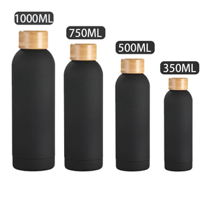 Botella térmica personalizada de acero inoxidable con aislamiento, botella ecológica con tapa de bambú - Product Image 2