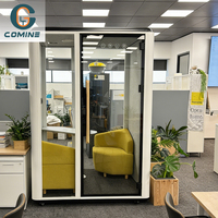 Cabine de bureau insonorisée moderne en aluminium avec table compacte et ventilation pour une utilisation dans les écoles, les hôtels et les entrepôts
