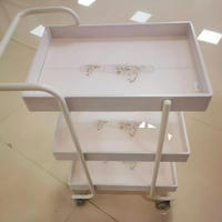 Chariot de rangement mobile à 3 niveaux pour salon de beauté, en métal et PP, avec roulettes silencieuses