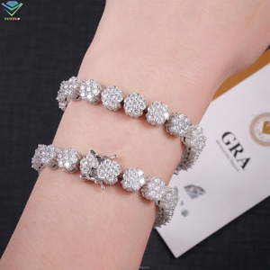 Diamond 925 Sterling Silver 10mm VVS <b>Moissanite</b> Diamonds Cuban Link Bracelet With GRA Certificate - Product Image 6