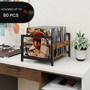 Vinyl kỷ lục chủ bằng gỗ kỷ lục Crate treo tường thiết kế công nghiệp phù hợp với 7-12 ''hồ sơ giữ 50-100 Album cho DVD phòng tắm - Product Image 4