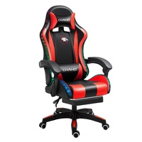 [Édition LED Couleur] Chaise de Gaming en Cuir Style Course pour Bureau et Ordinateur, Siège Compétitif avec Éclairage RGB Intégré et Base Étoile à Cinq Branches