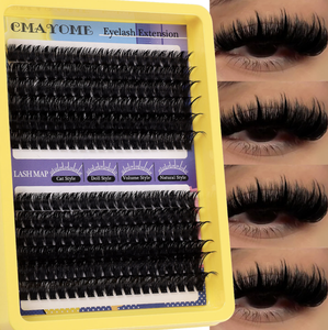 Wholesale PBT 12 Row Cluster <b>Lash</b> Kit Handmade Comfortable 0.07mm Thickness 3D Effect <b>Volume</b> Extensions Dark Matte Black Matte - Product Image 1
