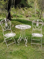 Chaise de jardin pliante en fer forgé de style français rétro, siège de bistrot extérieur en métal, 93 x 46 x 40 cm