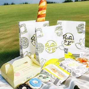 Sacs en papier et boîtes en papier personnalisés de qualité alimentaire, résistants à l'huile, avec logo pour les restaurants à emporter, pour les beignets, les croissants, le pain, les biscuits - Product Image 6