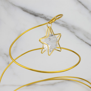 Gold Spiral Christmas <b>Tree</b> <b>Stand</b> With Crystal Star Pendant Metal Decor For Holiday Display - Product Image 3