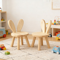 Chaise pour enfants en bois en forme d'oreilles de lapin, chaise pour tout-petits en bois massif naturel, siège pour enfants en forme d'animal pour salle de jeux, chambre d'enfant, meubles de maison