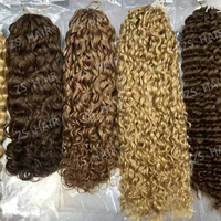 Cheveux humains bouclés bruts birmans en gros pour tresses au crochet (Miracle Knots) # Extensions pré-bouclées couleur Piano Highlight P4/27 pour femmes noires