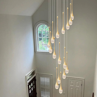 Lustres en verre modernes de luxe léger pour salon et villa, design goutte de pluie, longueurs 3m et 5m, excellent rapport qualité-prix, vente en gros