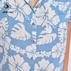 Chemise à boutons en rayonne à impression intégrale personnalisée, chemise à boutons pour femmes, chemises hawaïennes - Product Image 3