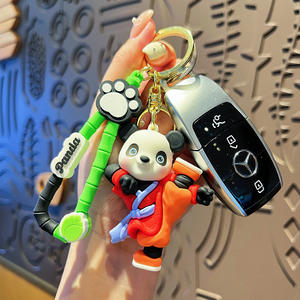 2025 dibujos animados Kung Fu Panda llavero Taekwondo Panda muñeca colgante coche bolsa llavero cuentas de silicona para hacer llaveros - Product Image 2