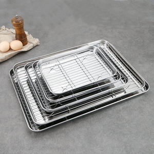 Sécurité alimentaire 18/10 304 acier inoxydable cuisine <span class=keywords><strong>multifonction</strong></span> grill plateaux support <span class=keywords><strong>pain</strong></span> cuisson Barbecue assiettes plateau ensemble avec <span class=keywords><strong>grille</strong></span> support - Product Image 1