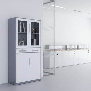 Armoire de classement métallique moderne à 2 tiroirs avec serrure à clé et portes coulissantes pour atelier et entrepôt, usage commercial - Product Image 6