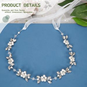 <span class=keywords><strong>Serre</strong></span>-tête Tanfeine pour adulte, style princesse, avec fleurs, cristaux argentés et perles, idéal pour mariage, anniversaire, première <span class=keywords><strong>communion</strong></span> - Product Image 4