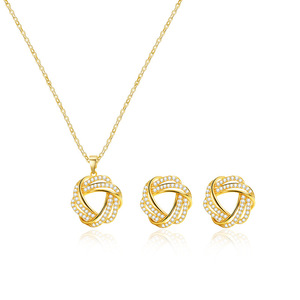 Fashion Jewelry Set Geometric Pendant <b>Necklace</b> Copper Alloy Micro Insert Party Wear - Product Image 5