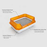 Bac à litière pour chat facile à nettoyer, en PP écologique et durable, avec un design semi-fermé