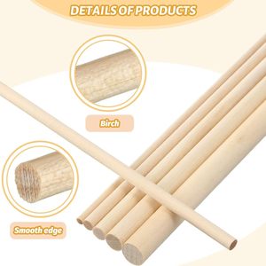 Palitos redondos de madera para proyectos de manualidades, construcción de modelos de casas y barcos, suministros de arte creativo para niños - Product Image 2