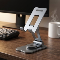 Support de tablette et de téléphone en aluminium, réglable multi-angles, pliable, support de bureau pour iPhone, iPad, smartphones et tablettes Samsung