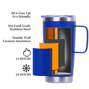 20 oz Tumbler with Handle Insulated <b>Double</b> <b>Wall</b> Tumbler Cup with Lid and Straw Stainless Steel Vacuum Insulated Iced Coffee - Product Image 2