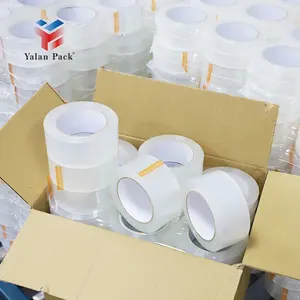 Cinta de embalaje blanca de plástico acrílico transparente Bopp personalizada cinta de embalaje adhesiva transparente para sellar caja de cartón
