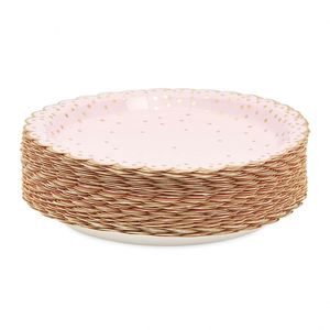 Platos de Papel Modernos de Color Rosa de 7 Pulgadas con Bordes Festoneados, Diseño de Puntos Dorados, Decoración para Fiestas, Directo de Fábrica - Product Image 5