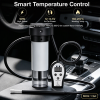Kit Chicha Électronique Chauffée Portable pour Voiture avec Éclairage LED, Sans Charbon, Contrôle Numérique de la Température, 90W, Construction en Acrylique