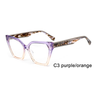 Monture œil de chat Monture de lunettes en acétate optique Gradient Color Temple Design à motif unique de haute qualité
