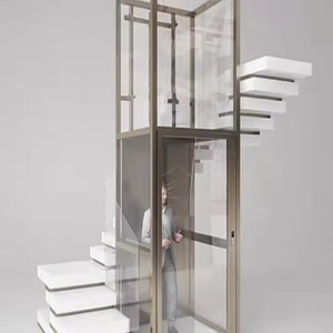 Ascenseur de villa moderne et contemporaine, entraînement AC sans engrenages, portes coulissantes entièrement automatiques en acier inoxydable pour usage résidentiel familial - Product Image 1