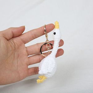 Cute Yarn Crochet Goose Keychain Crochet Amigurumi Knitted <b>Doll</b> Toy Handmade Key Chains Couples Gifts Funny White Goose Keychain - Product Image 4