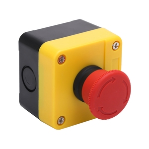 Bouton poussoir d'arrêt d'urgence rotatif momentané étanche pour extérieur, 22 mm, rouge, en forme de champignon, avec boîtier de commande E-Stop - Product Image 2