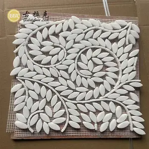 Thassos đá cẩm thạch trắng lá thiết kế bằng đá cẩm thạch trắng Gạch Mosaic trong 12*12 đánh bóng