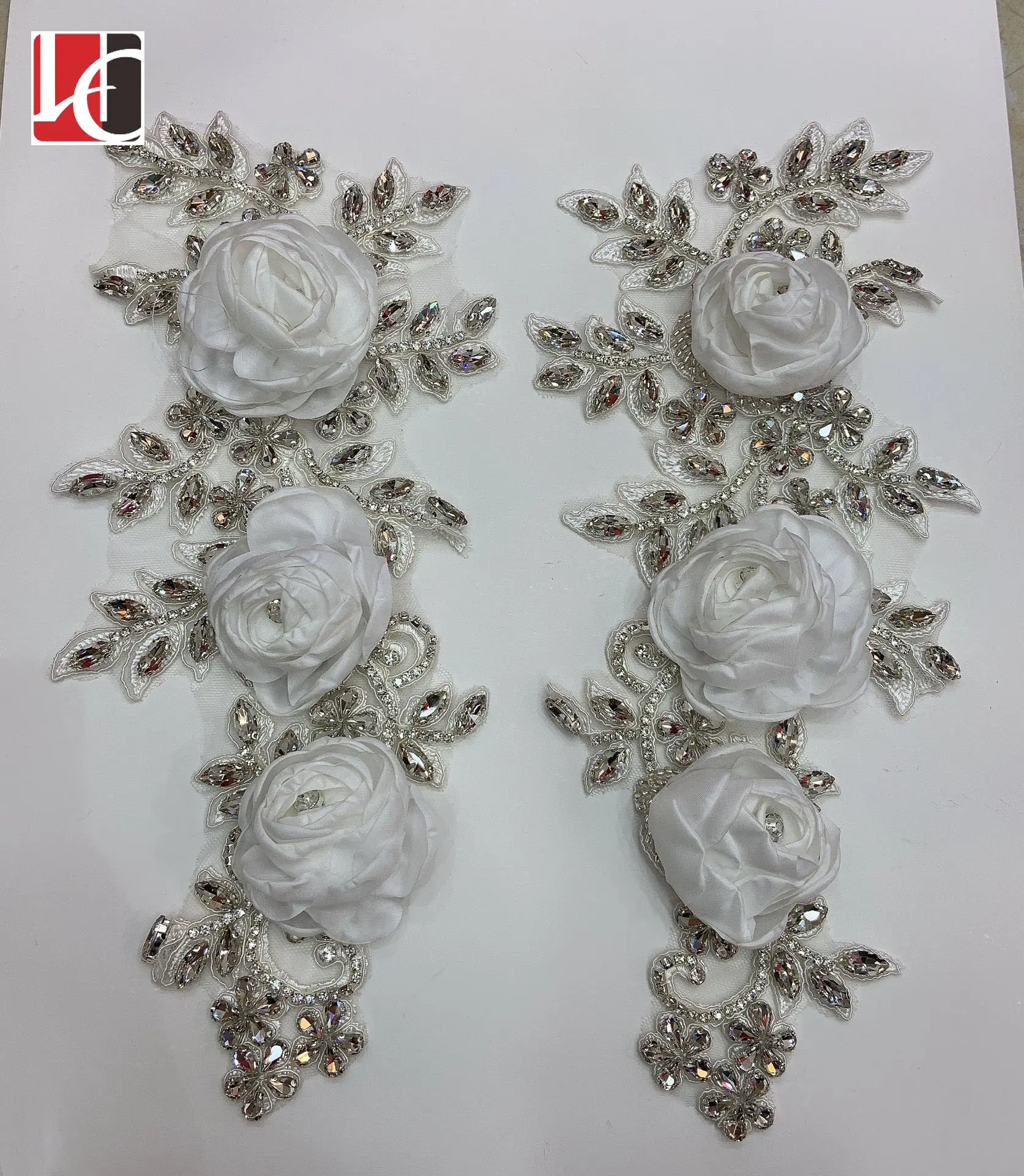 HC-13602 Hechun Applique Berlian Imitasi Pengantin Bunga Putih