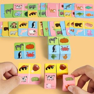 Preschooler Colorful Creative Toy Animal and It Food Matching Block Early Educational Wooden Cube <b>Puzzle</b> - Product Image 3
