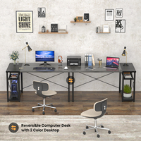 Table d'ordinateur moderne réversible pour petit espace avec étagères de rangement pour bureau à domicile, salle de jeux, chambre à coucher, poste de travail
