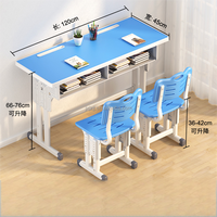 Conjunto de Escritorio y Silla Escolar Doble de Acero Moderno, Muebles Ergonómicos para Aula Estudiantil