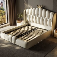 Meubles de chambre à coucher en bois de luxe moderne, lit double Queen Size rembourré, cadre en cuir avec tiroirs de rangement, dernier design