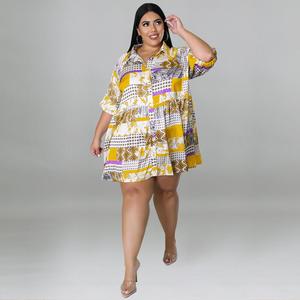 Vêtements de boutique pour femmes en gros, nouvelle collection, <span class=keywords><strong>robe</strong></span> courte ample à imprimé pour femmes grandes tailles - Product Image 4