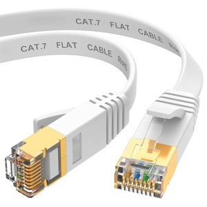 Câble Ethernet plat Cat 7 blanc, haute vitesse 10 Go, blindé (STP), câble réseau LAN avec connecteurs <span class=keywords><strong>RJ45</strong></span> - Product Image 1