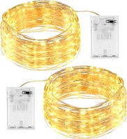 Bande lumineuse LED en fil de cuivre de 2M à 5M, petite boule lumineuse colorée, guirlande lumineuse à piles