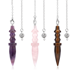 Pendentifs Pointe de Pierre Naturelle Chaude, Pendentifs Égyptiens en Cristal de Quartz pour la Divination, la <span class=keywords><strong>Radiesthésie</strong></span>, la Méditation Spirituelle PD023 - Product Image 1