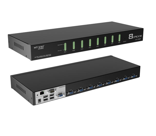 IP KVM Switch 8 Port VGA, MT-VIKI 8x1 USB VGA KVM Console Over IP Access + 8 USB VGA Cables