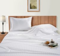 Drap de lit d'hôtel à rayures de couleurs blanches drap plat à rayures ensembles de literie à rayures en coton avec taie d'oreiller