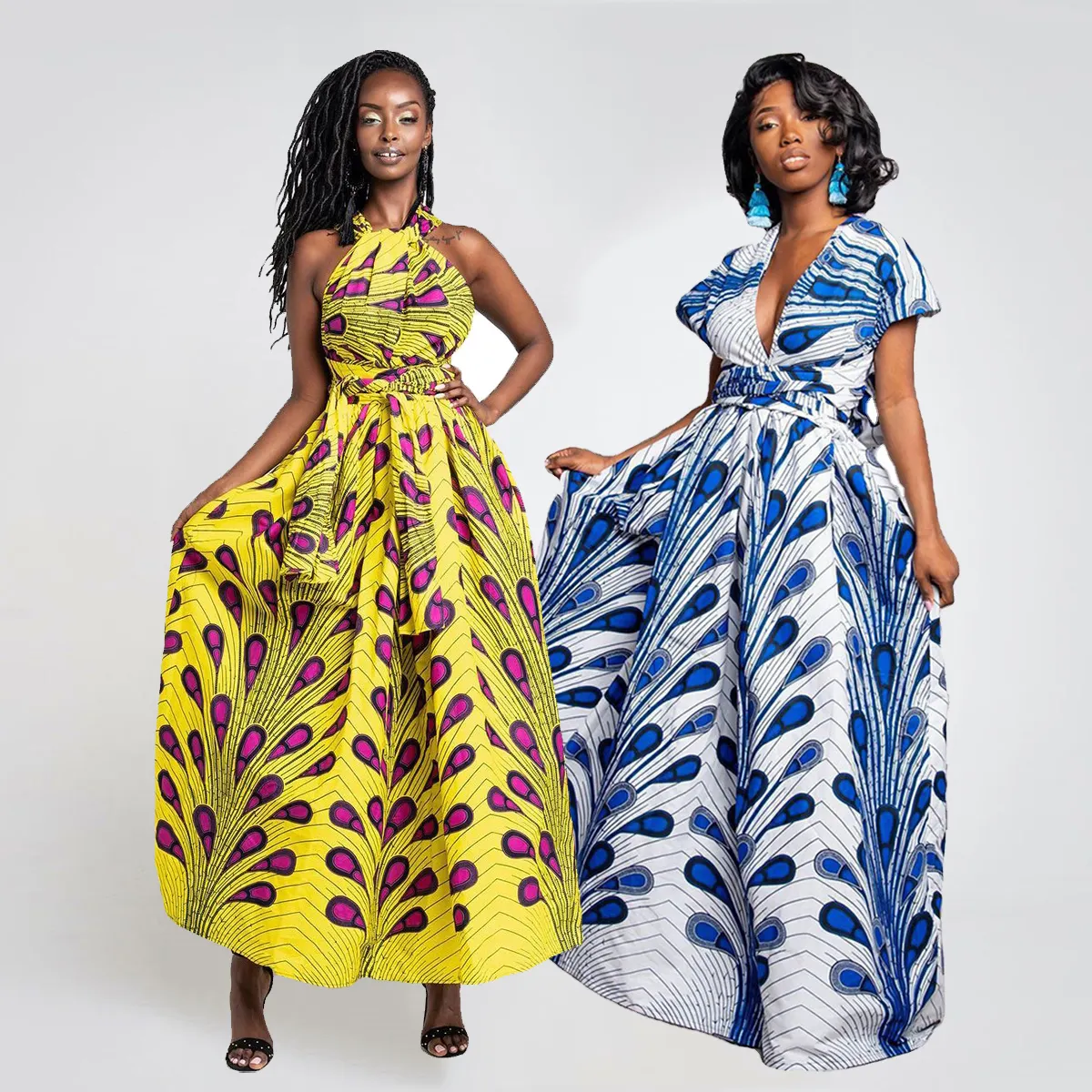 Yibaoli अफ्रीकी अमेरिकी फैशन गर्मियों अफ्रीकी कपड़े डिजिटल प्रिंट पॉलिएस्टर DIY विभिन्न पहनने देवियों वस्त्र महिलाओं के लिए