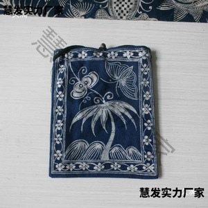 Guizhou Ethnic Style Hand Painted Batik Indigo Dyed Bag With Fish Pattern Small <b>Drawstring</b> <b>Backpack</b> Unisex Everyday Use - Product Image 3
