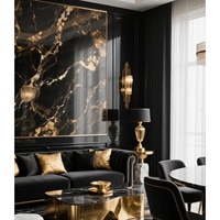Placage en fibre de charbon de bambou, panneau mural en PVC imitation marbre, panneaux de décoration intérieure imperméables pour la décoration des murs de cuisine, d'hôtel et de douche