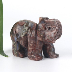 Vente en gros d'éléphants sculptés en pierre de quartz rose, pierres précieuses naturelles d'origine animale, polies, pour la décoration - Product Image 6